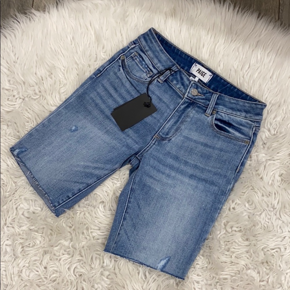 NEW • Paige • Jax Cut Off Bermuda Denim Shorts - Picture 5 of 7